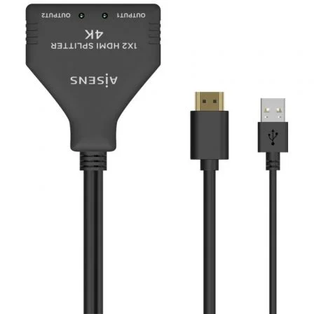 Aisens Duplicador HDMI 1x2 4K@30Hz con Alimentación USB, Negro